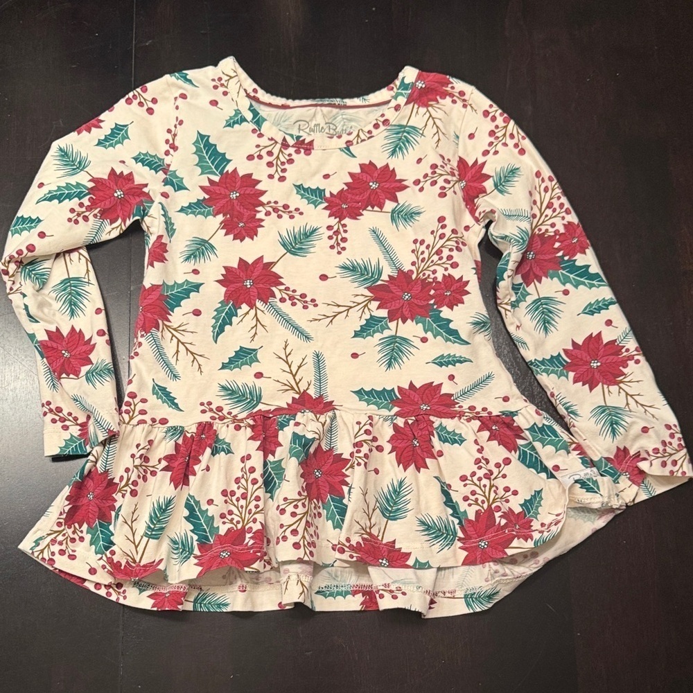 Ruffle Butts Festive Floral Long Sleeve Top